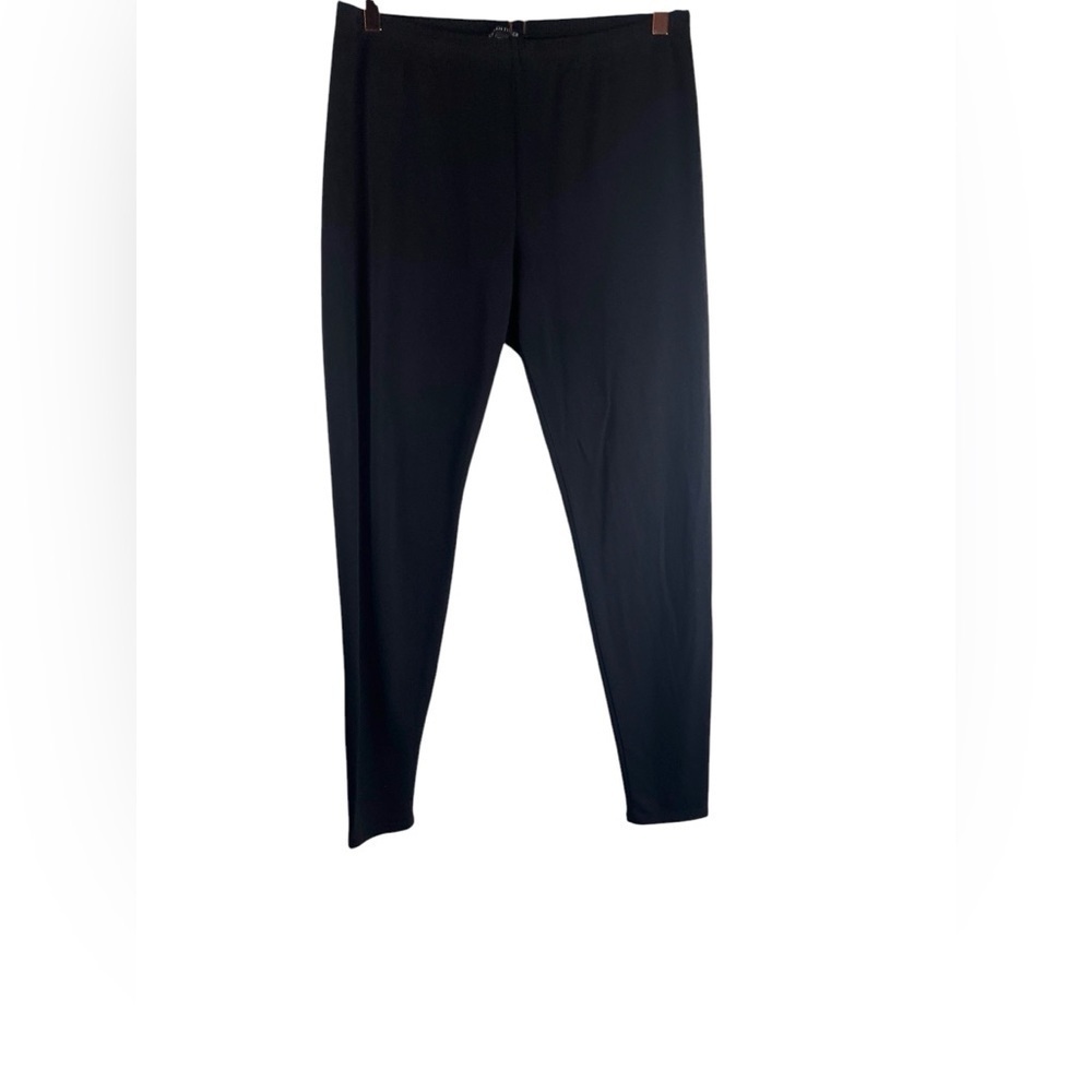 Eileen Fisher Black Elastic Waist Pants Tencel and Cotton Blend Size Large